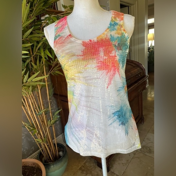 Only nine ladies tank top sequin sleeveless. NWOT. fully line medium petite - Picture 7 of 16